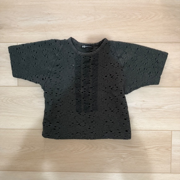 Y-3 Adidas Yohji Yamamoto Perforated Tee Grey XS - Picture 4 of 14